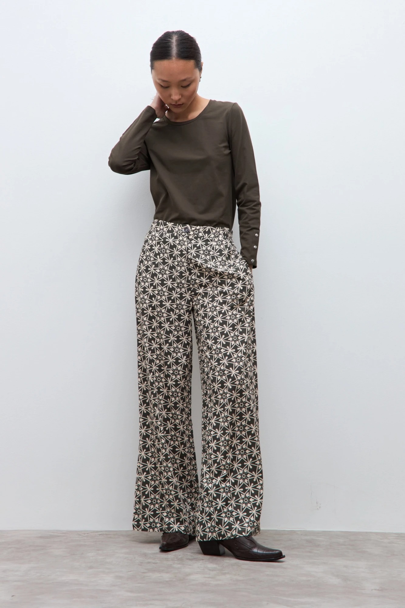 Pantalón estampado Jade - verde oliva 4