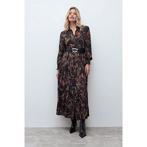 Vestido estampado boho - negro