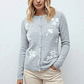 Cardigan bordado floral - gris melange - Miniatura 3