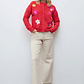 Cardigan bordado floral multicolor - rojo - Miniatura 2