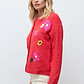 Cardigan bordado floral multicolor - rojo - Miniatura 3