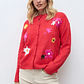 Cardigan bordado floral multicolor - rojo - Miniatura 4