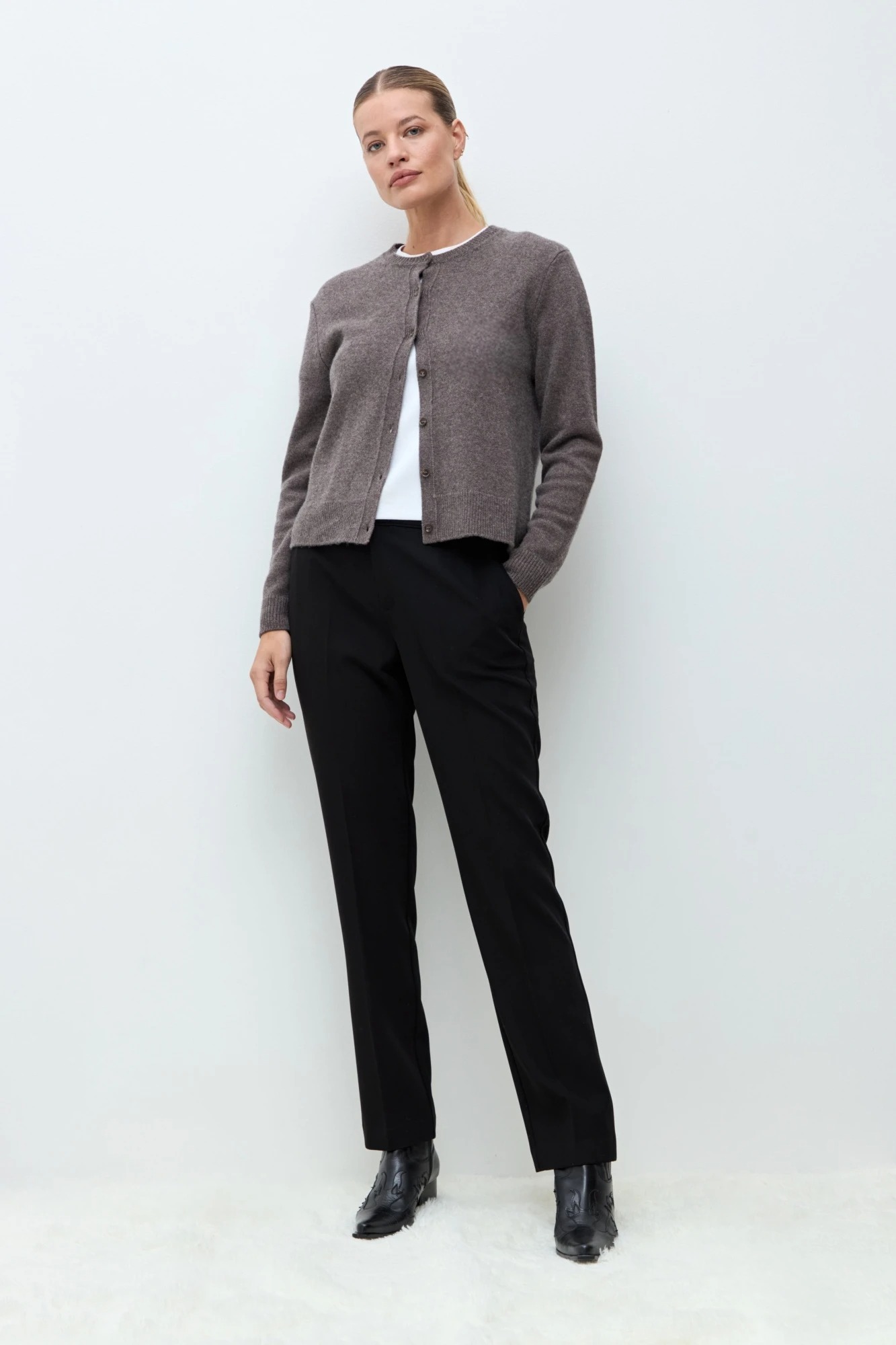 Cardigan Capri cashmere blend - chocolate melange 2