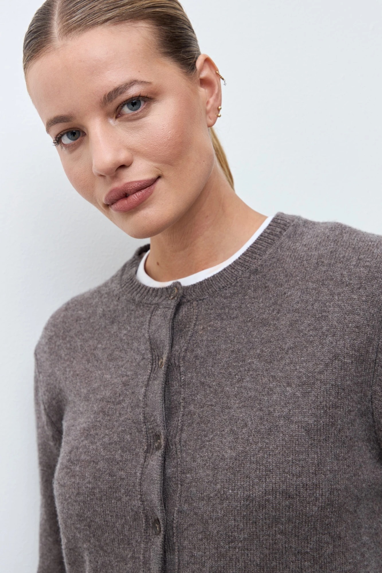 Cardigan Capri cashmere blend - chocolate melange 3