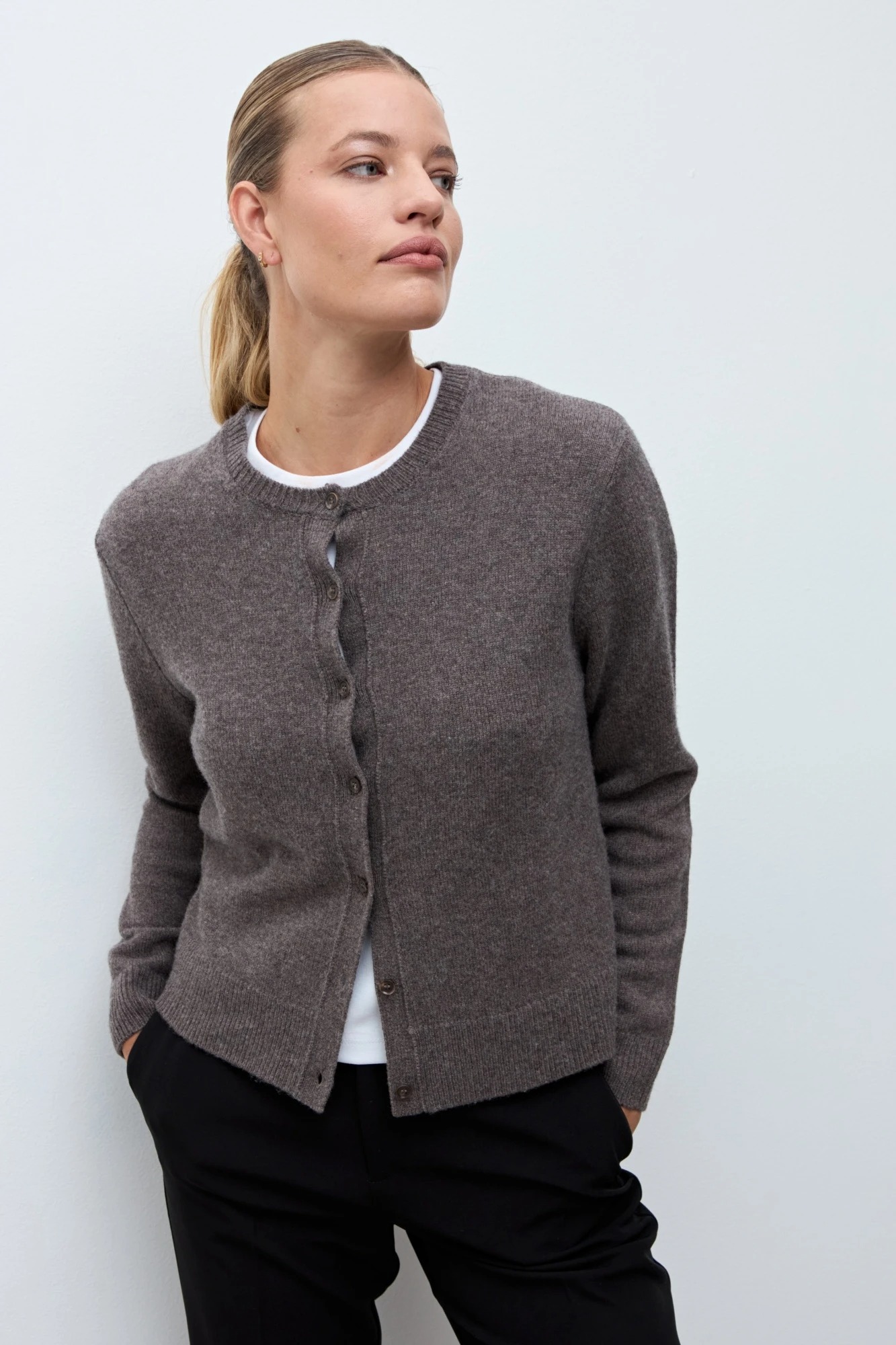 Cardigan Capri cashmere blend - chocolate melange 4