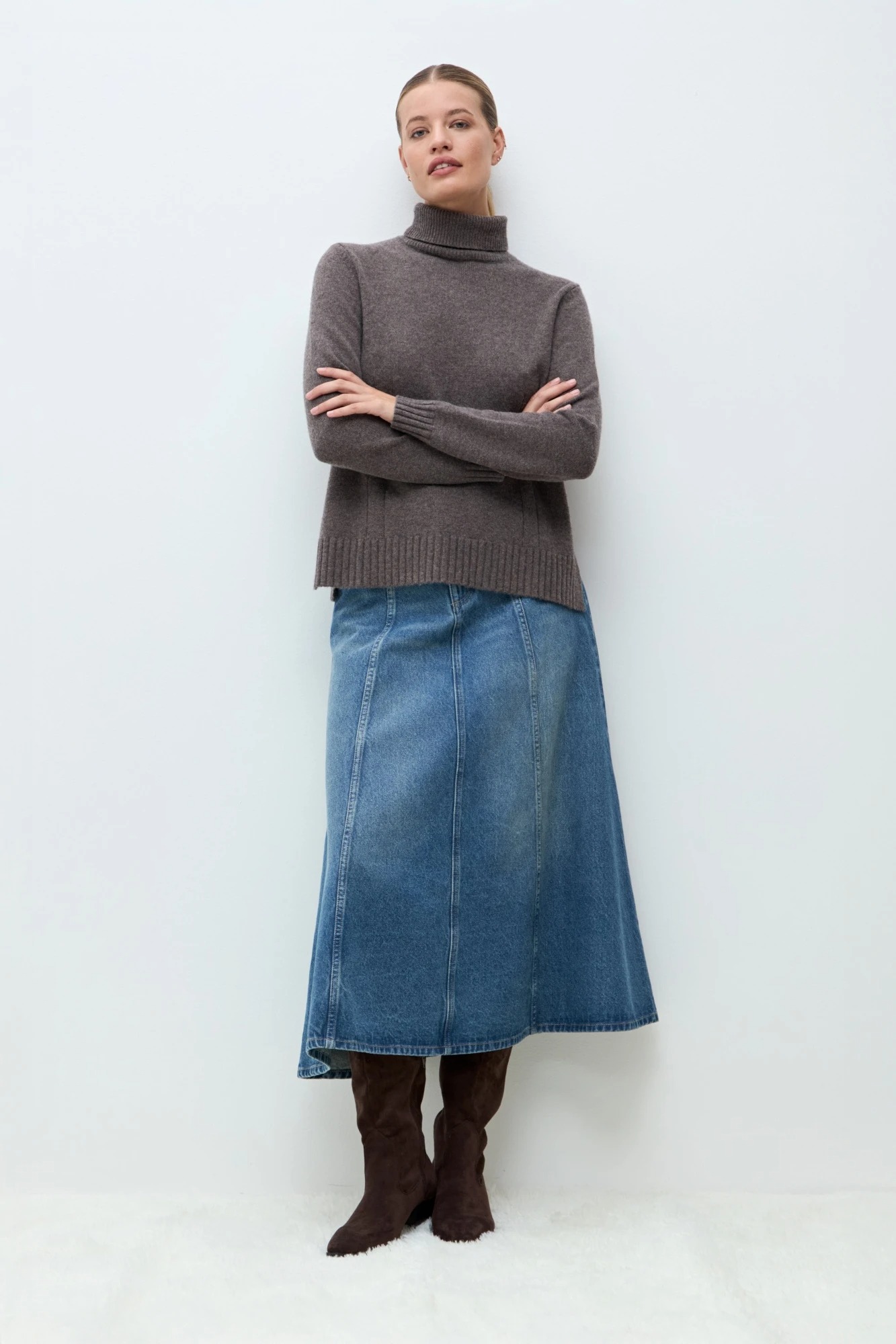 Polera Monaco cashmere blend - chocolate melange 2