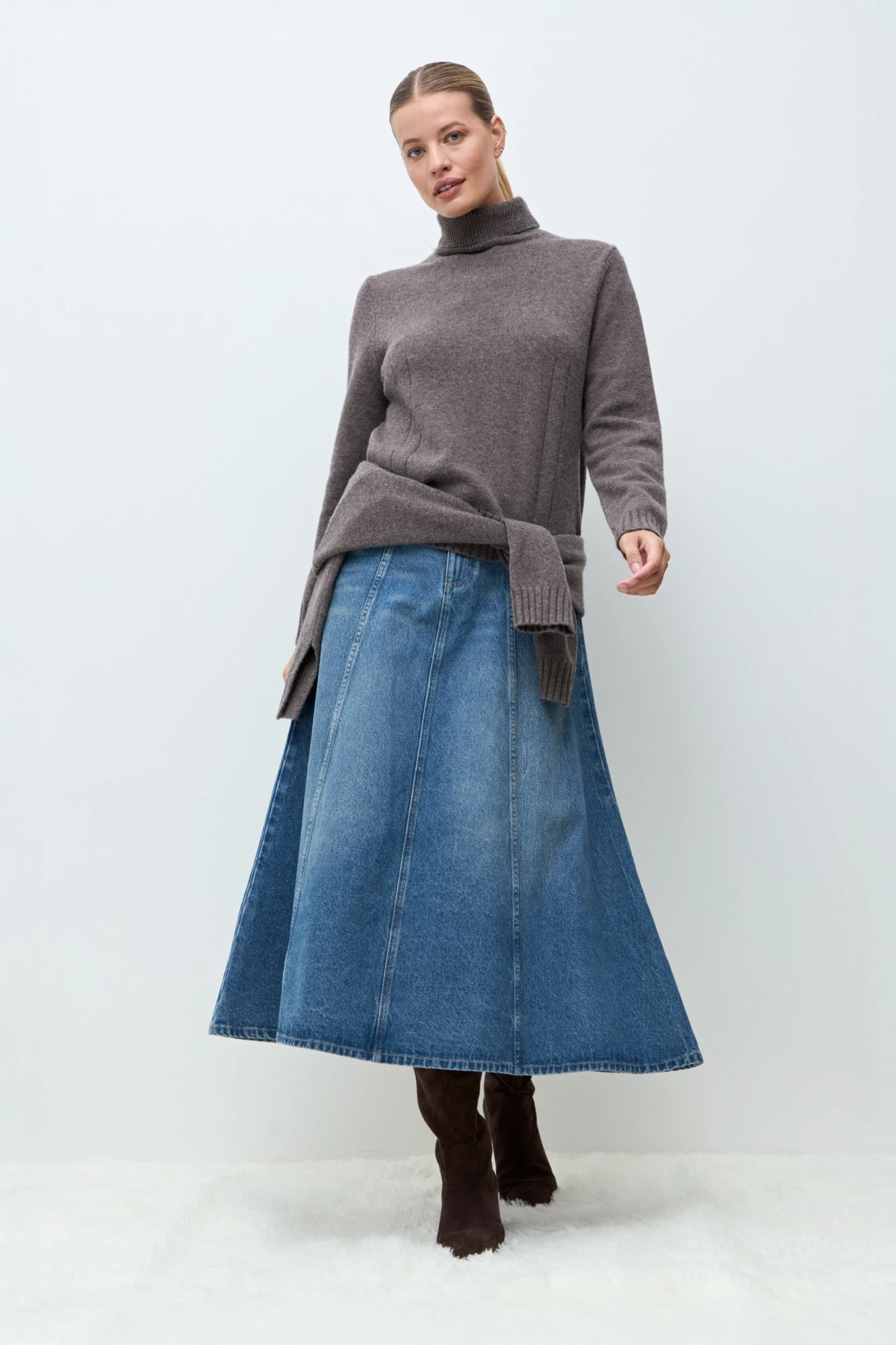 Polera Monaco cashmere blend - chocolate melange 1