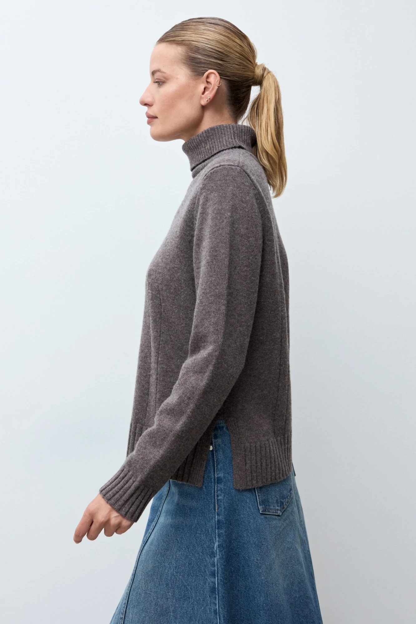 Polera Monaco cashmere blend - chocolate melange 4