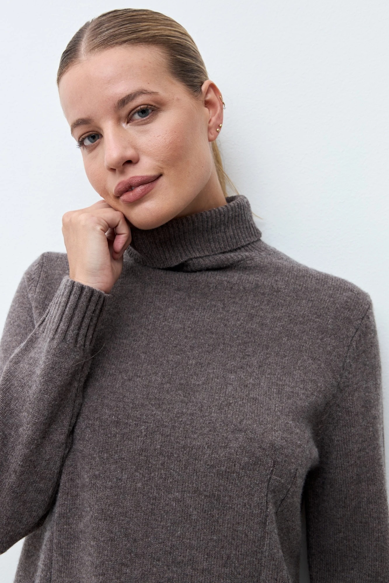 Polera Monaco cashmere blend - chocolate melange 6