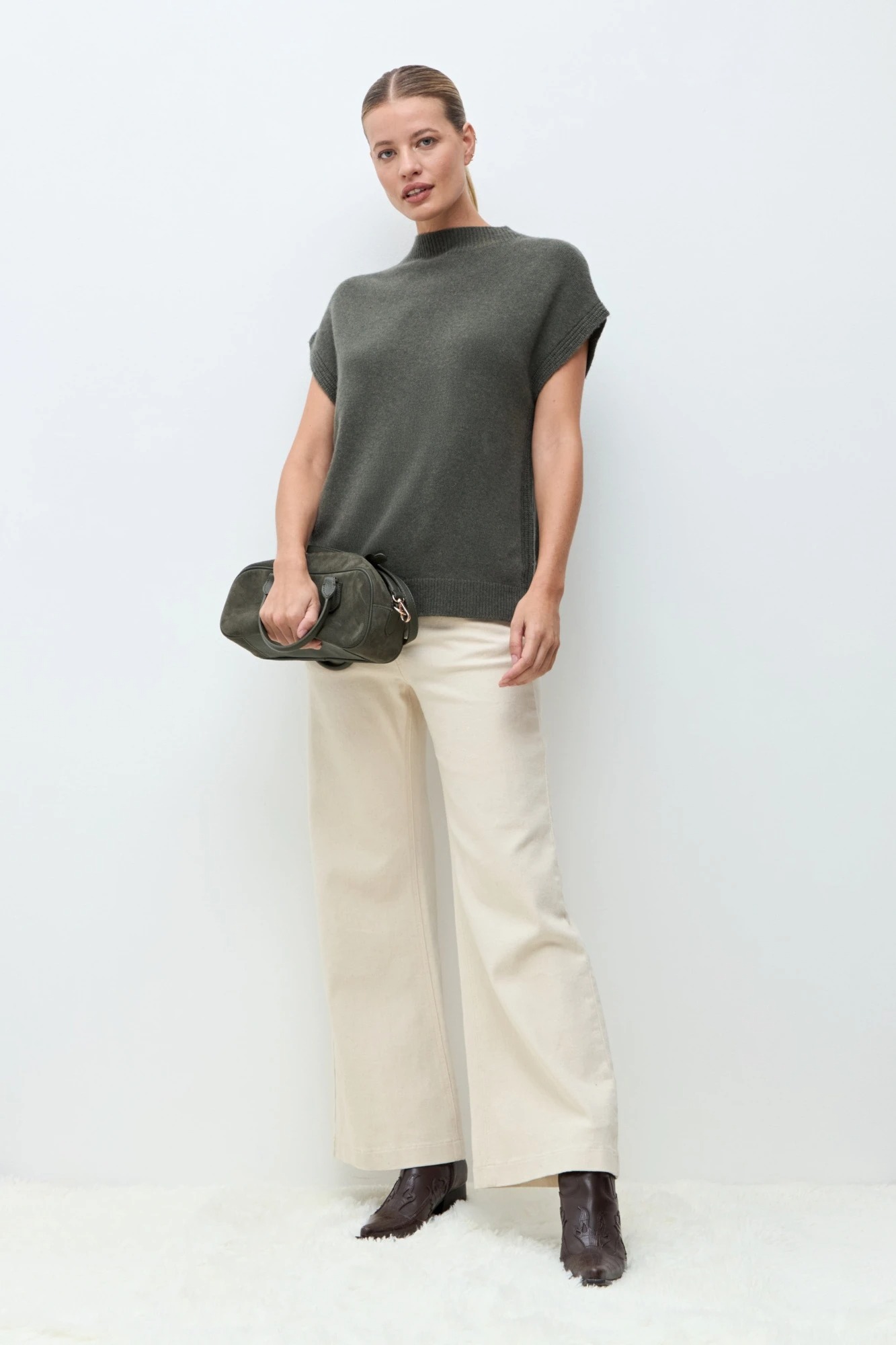 Chaleco Oslo cashmere blend - verde oliva melange 5