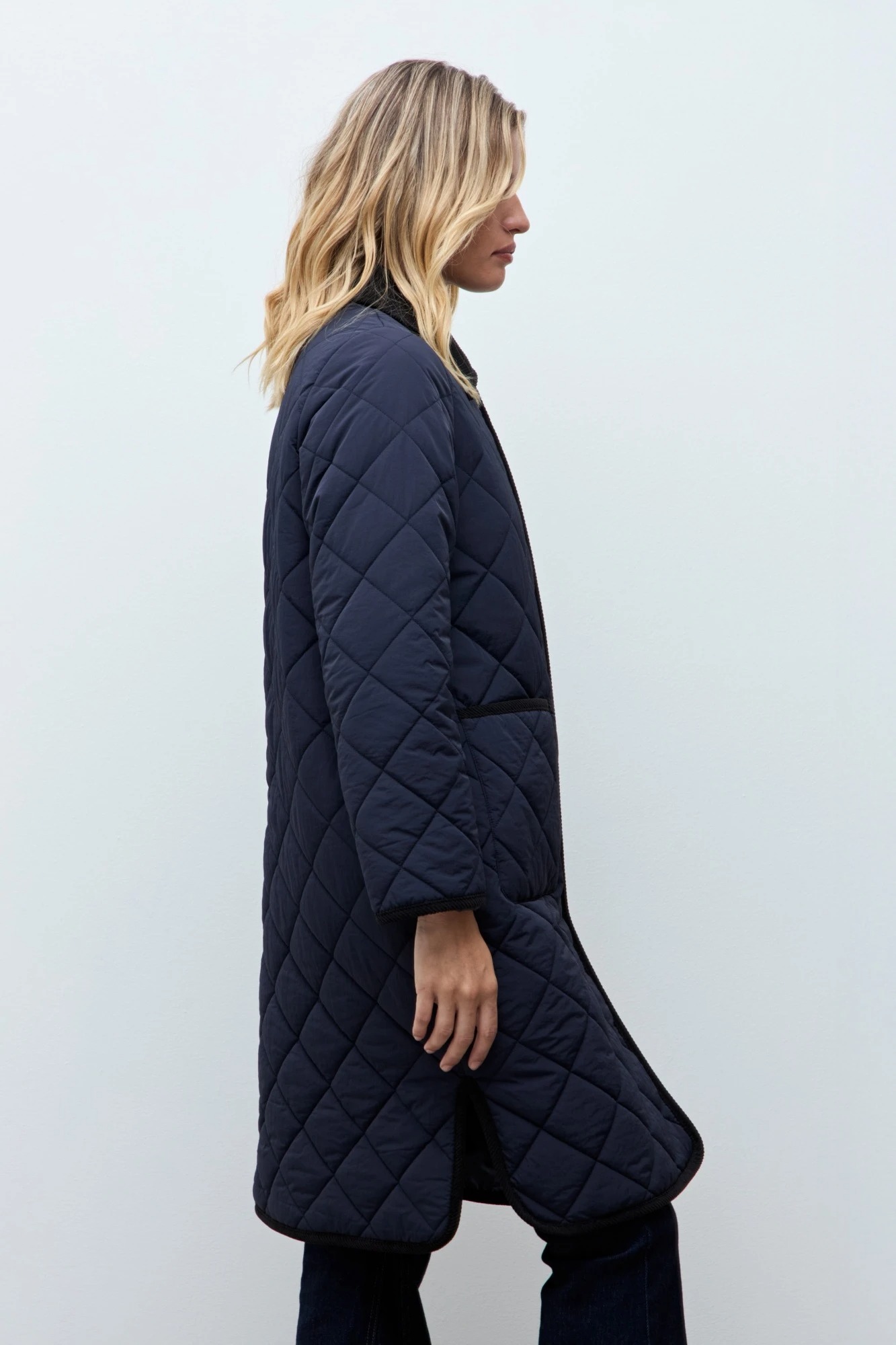 Campera a cuadros capitoneada - azul marino 2