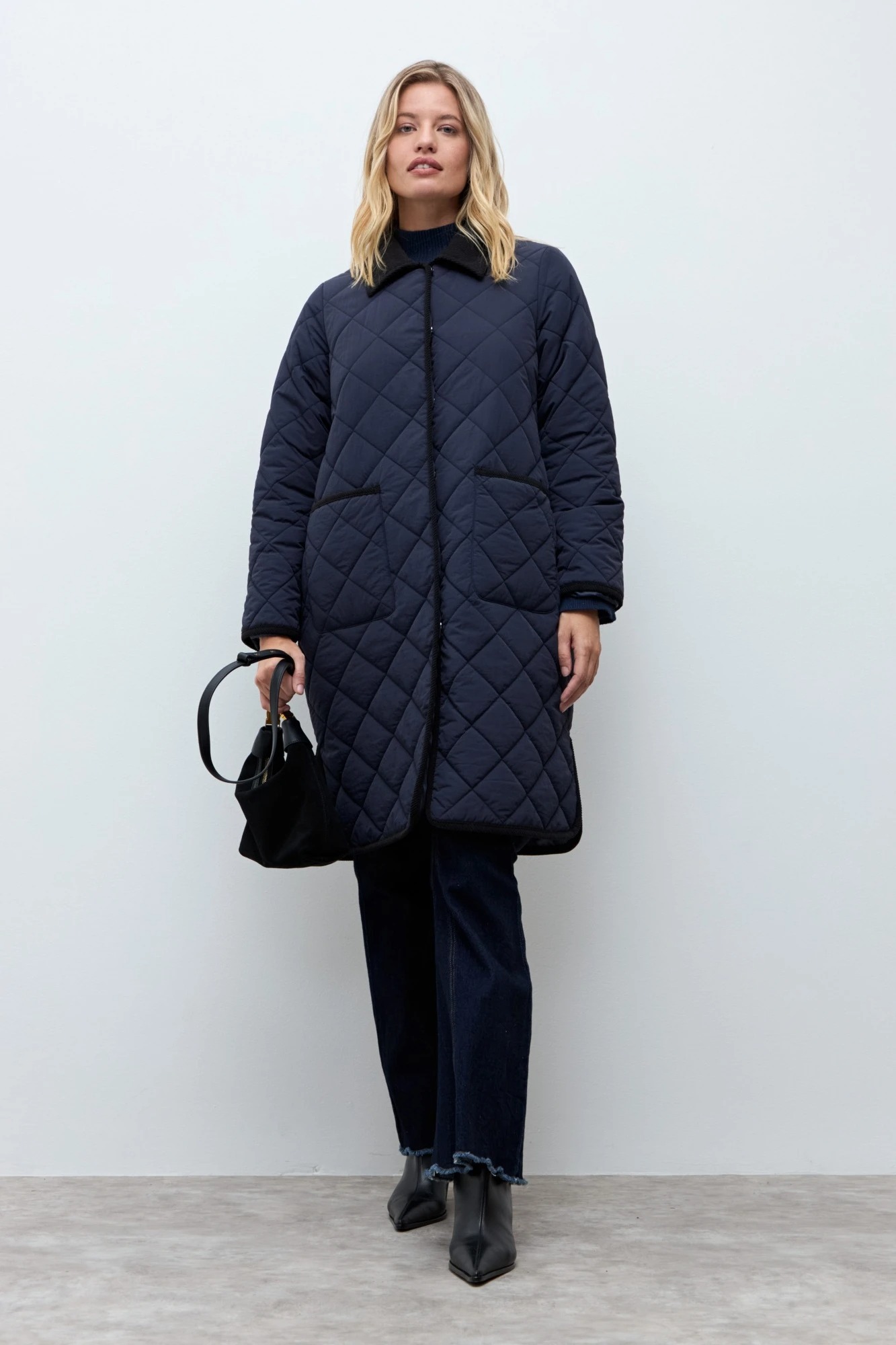 Campera a cuadros capitoneada - azul marino 1