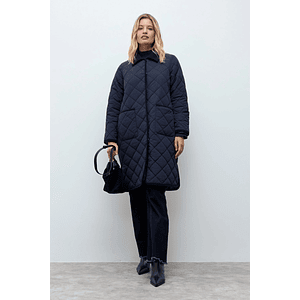 Campera a cuadros capitoneada - azul marino