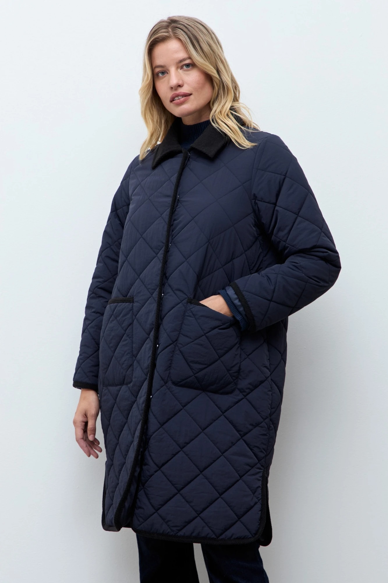 Campera a cuadros capitoneada - azul marino 5