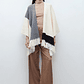 Ruana color block con flecos - crudo - Miniatura 1