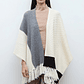 Ruana color block con flecos - crudo - Miniatura 3