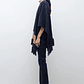 Ruana color block con flecos - azul marino - Miniatura 2