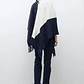 Ruana color block con flecos - azul marino - Miniatura 4