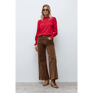 Blusa romántica puño punto smock - rojo