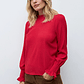 Blusa romántica puño punto smock - rojo - Miniatura 6