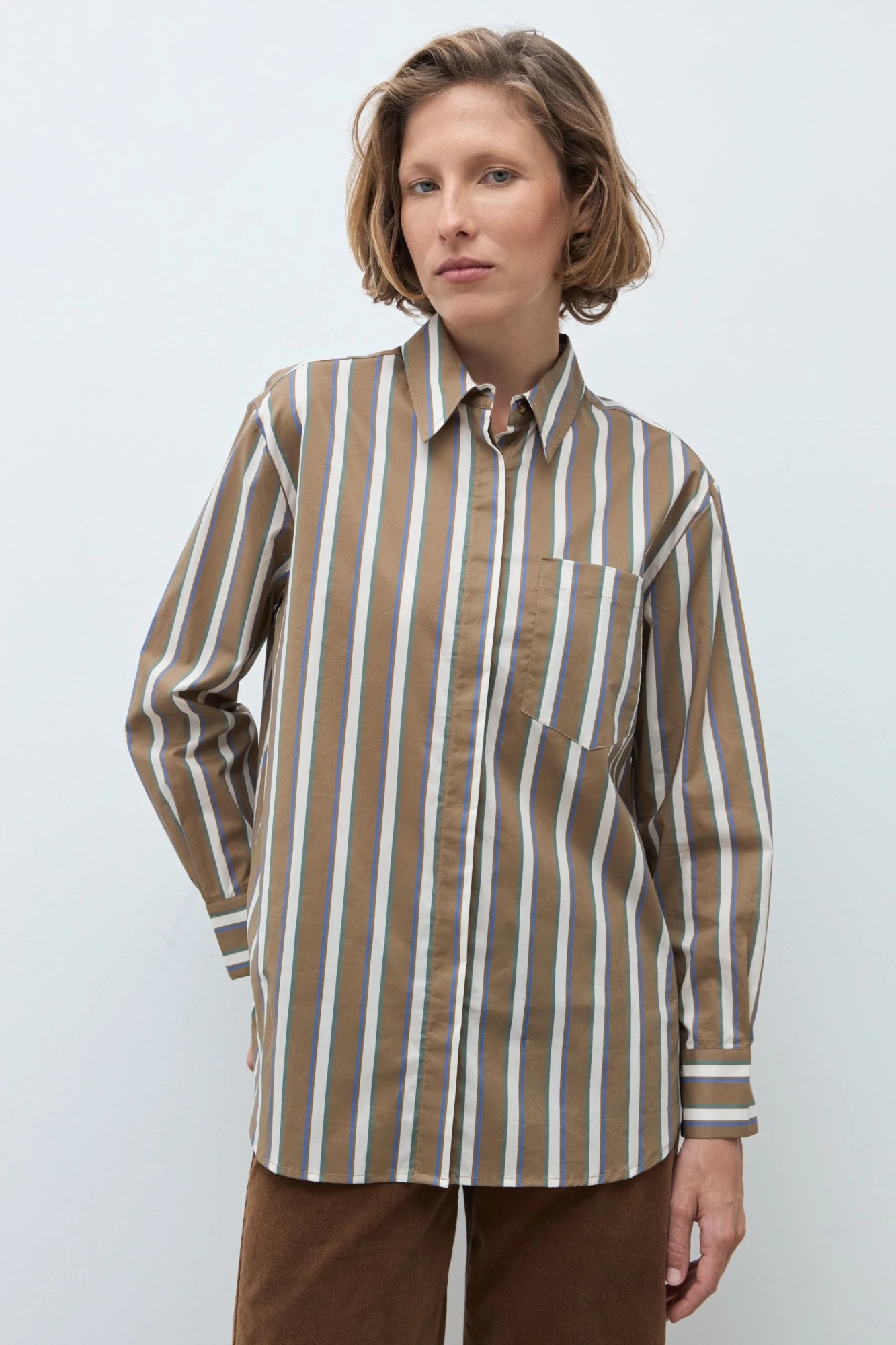 Camisa rayada - khaki 2