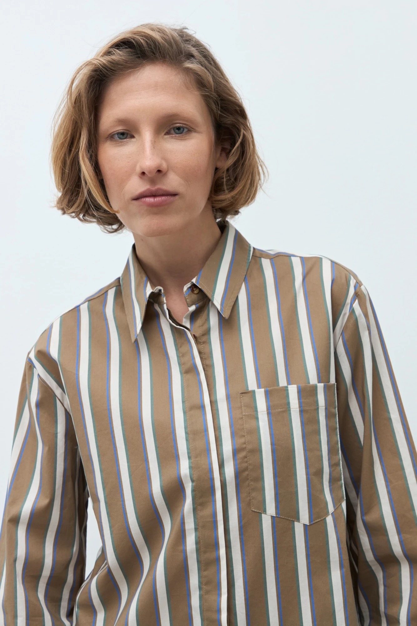 Camisa rayada - khaki 4