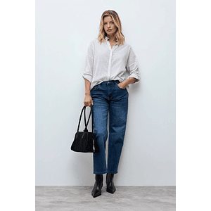 Camisa rayada con brillos - beige