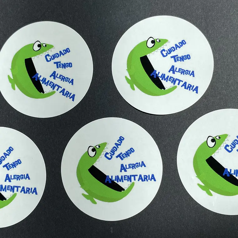 SET 4 CHAPITAS + 4 STICKERS TENGO ALERGIA ALIMENTARIA 2