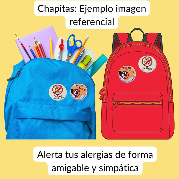 SET ALERGIA LECHE: 4 CHAPITAS + 4 STICKERS 3