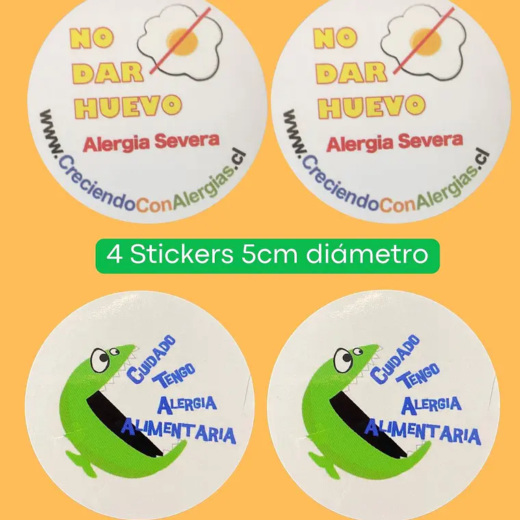 SET ALERGIA A HUEVO 4 CHAPITAS + 4 STICKERS 2
