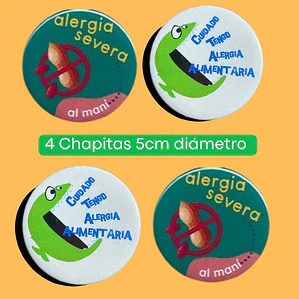 SET ALERGIA MANÍ: 4 CHAPITAS + 4 STICKERS