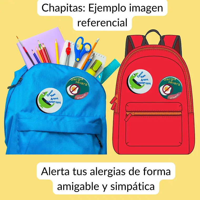 SET ALERGIA MANÍ: 4 CHAPITAS + 4 STICKERS 3
