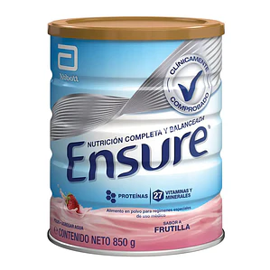 SUPLEMENTO ALIMENTICIO ENSURE NG FRUTILLA 850G