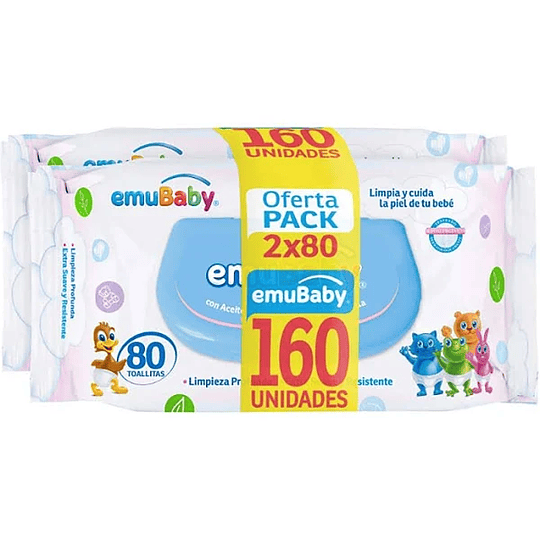 PACK EMUBABY TOALLAS HUMEDAS 160 Unidades PREMIUM 