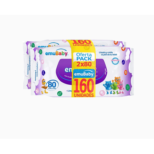 PACK EMUBABY TOALLAS HUMEDAS 160 Unidades