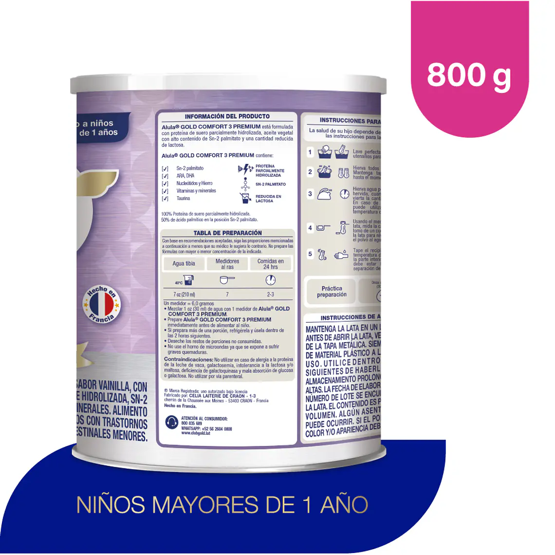 ALULA GOLD PREMIUM COMFORT 1 A 3 AÑOS - 800g  2