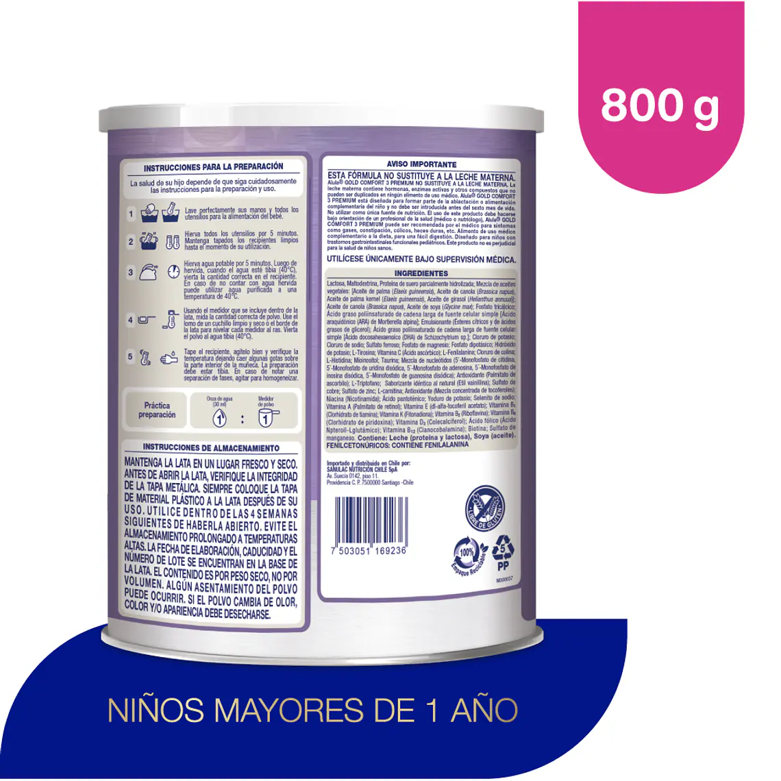 ALULA GOLD PREMIUM COMFORT 1 A 3 AÑOS - 800g  3