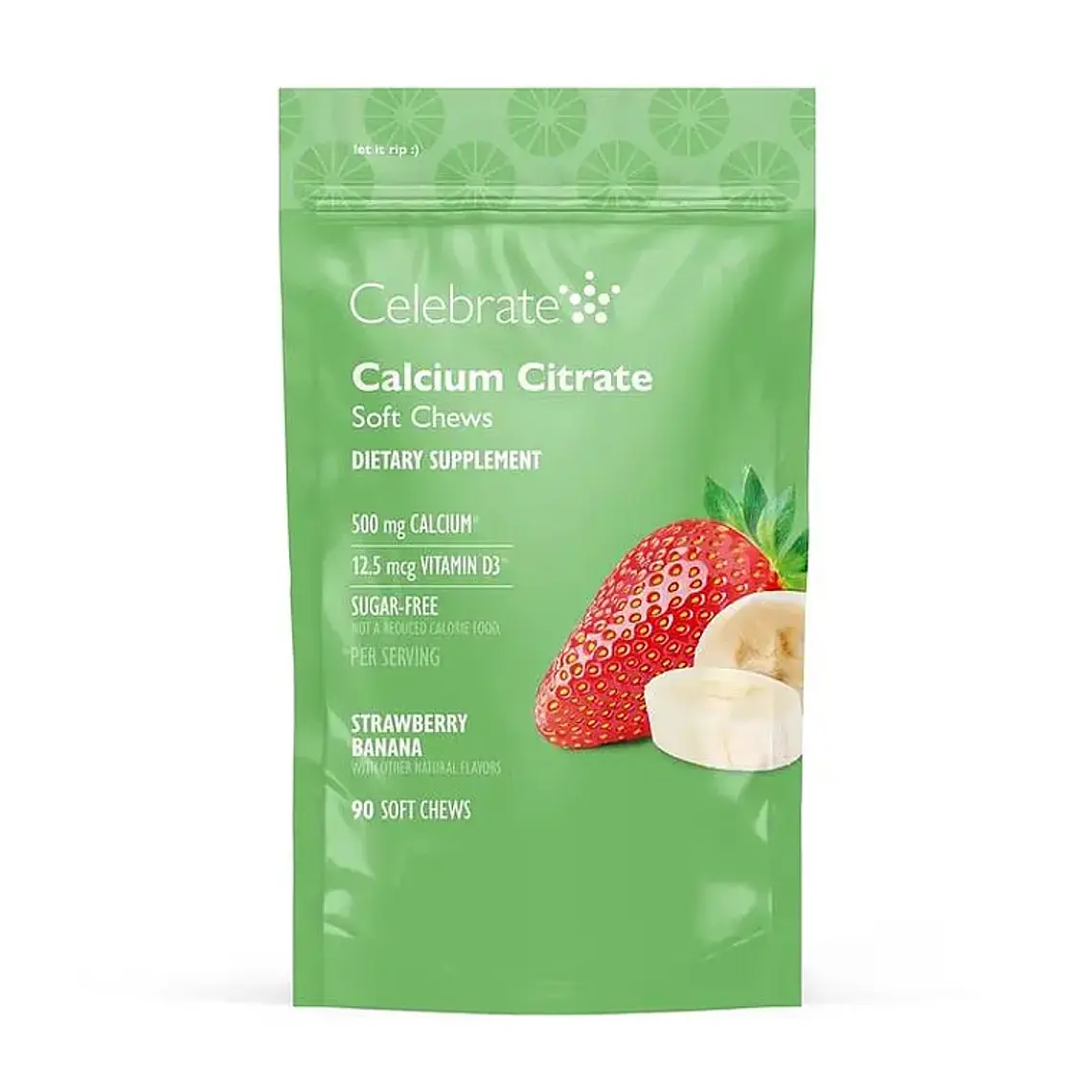 CALCIO MASTICABLE CITRATE + VITD 90 FRUTILLA PLÁTANO 1
