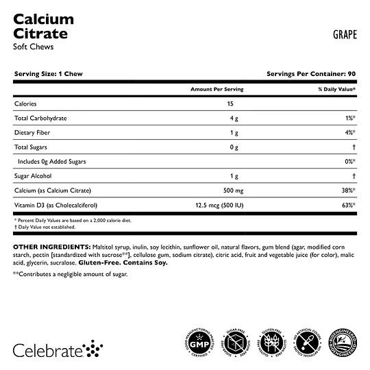 Celebrate Calcio Masticable Suave Uva 