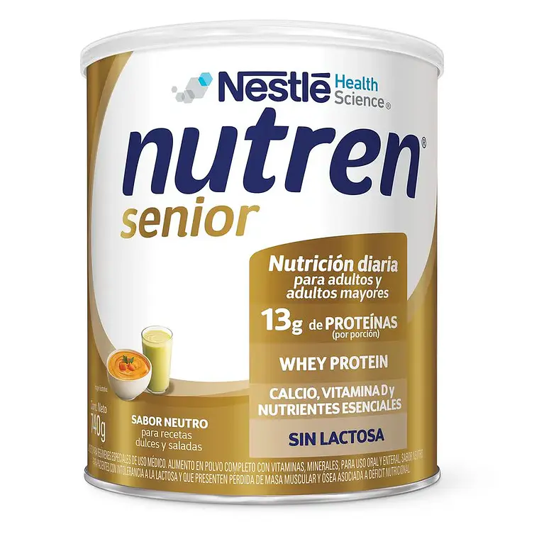 COMPLEMENTO ALIMENTARIO NUTREN® SENIOR SABOR NEUTRO SIN LACTOSA 740 GRS. 1