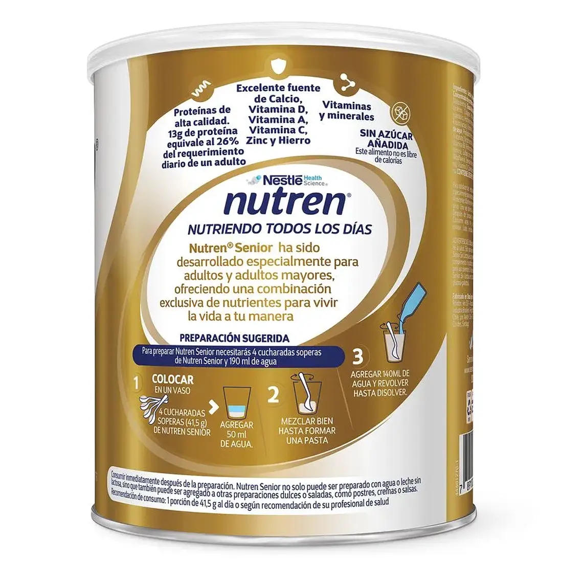 COMPLEMENTO ALIMENTARIO NUTREN® SENIOR SABOR NEUTRO SIN LACTOSA 740 GRS. 4