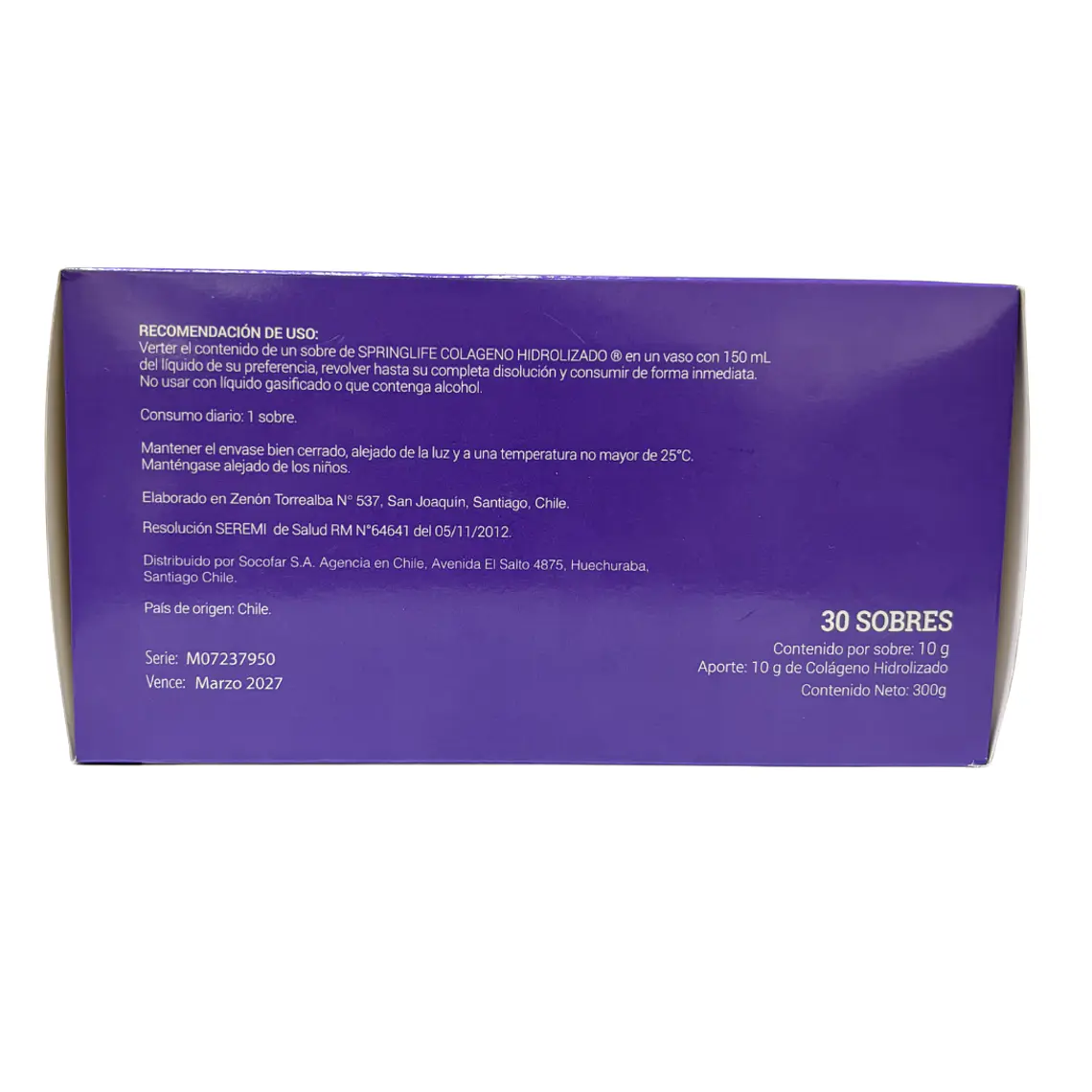 COLAGENO HIDROLIZADO SPRINGLIFE 30 SOBRES X 10G 3