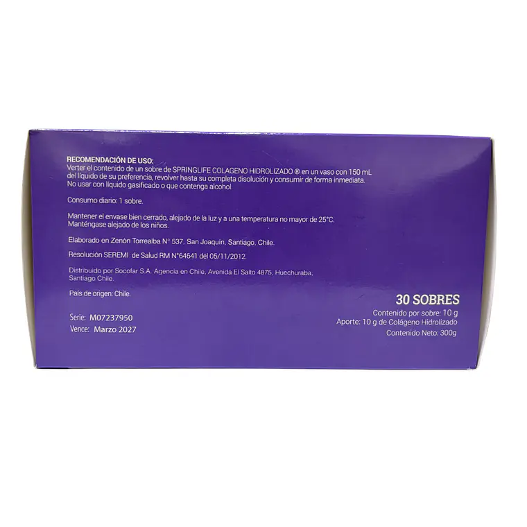 COLAGENO HIDROLIZADO SPRINGLIFE 30 SOBRES X 10G 3