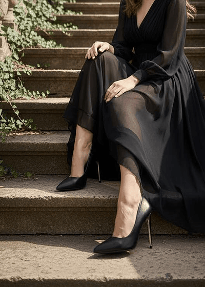 Zapato Negro Ligero Brillo Tacon 11 Cm