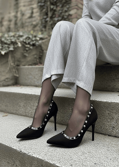 Zapato Negro Tacon 10 Cm