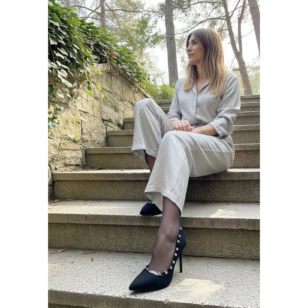 Zapato Negro Tacon 10 Cm