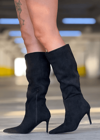 Botas Taco Aguja microfibra Negro
