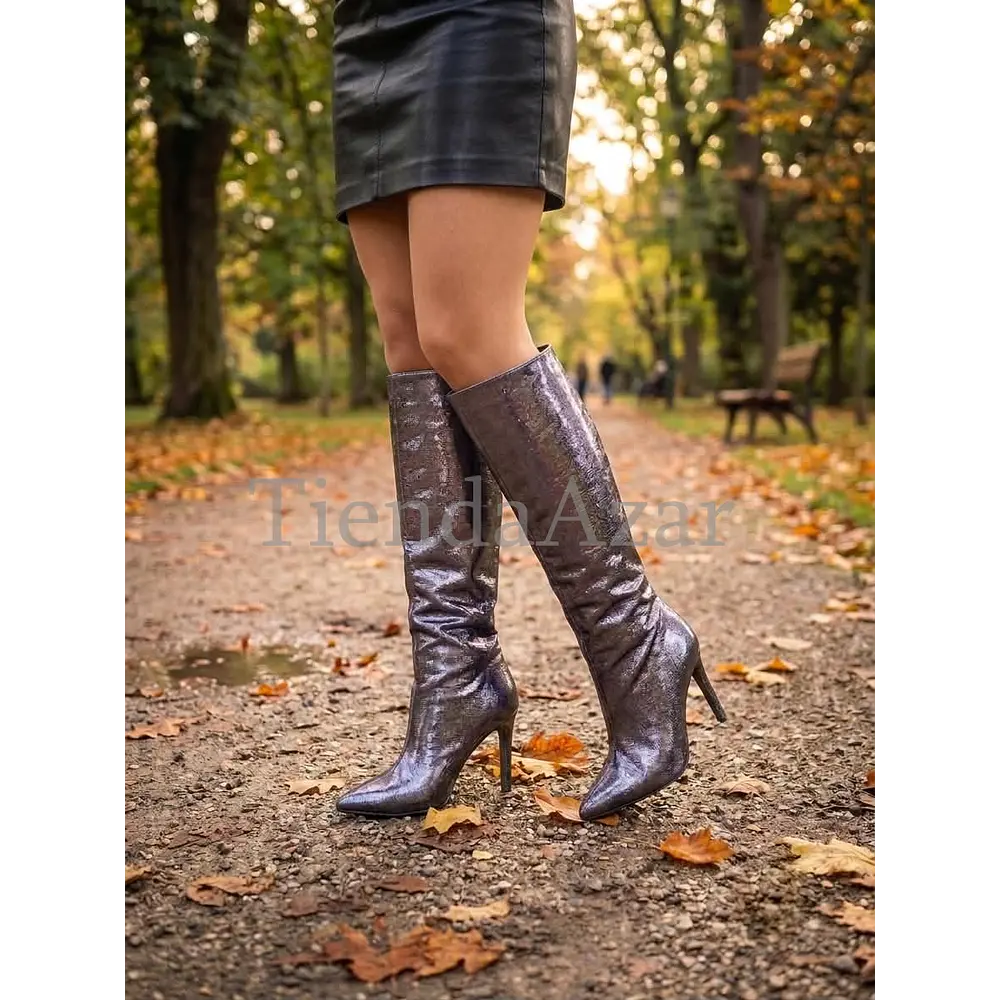 Botas Taco Aguja Gris