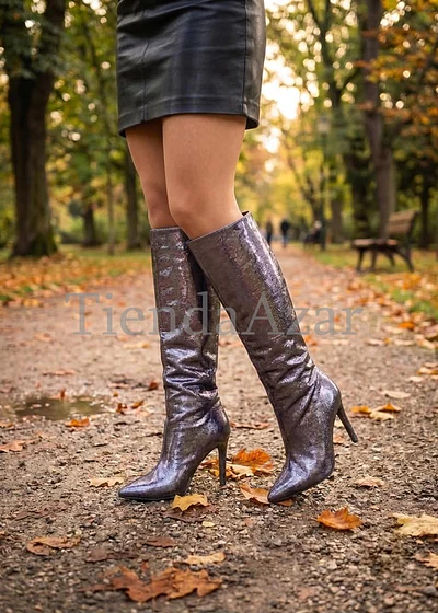 Botas Taco Aguja Champagne