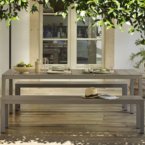 Set de Mesa + Bancas para comedor Rio 210 Fija Aluminio - Nardi Italia
